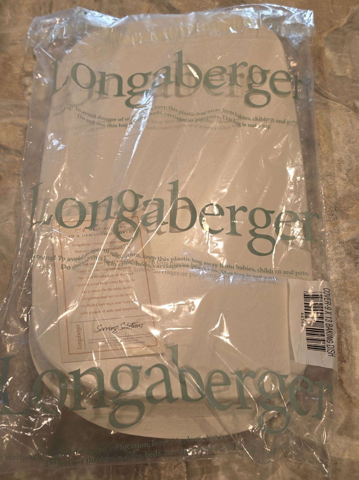 NOS Longaberger Cover 9x13 Baking Dish Lid  Serving Solutions 46508 Replacement 