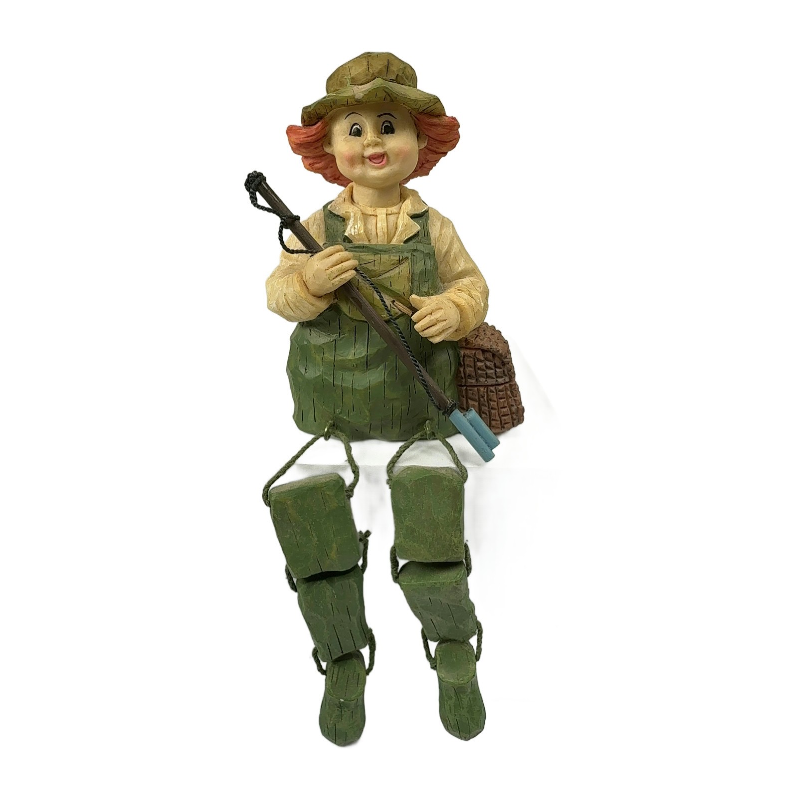 Vintage WMG 2003 Shelf Sitter Fishing Woman Lady Jointed Dangle Legs Figurine