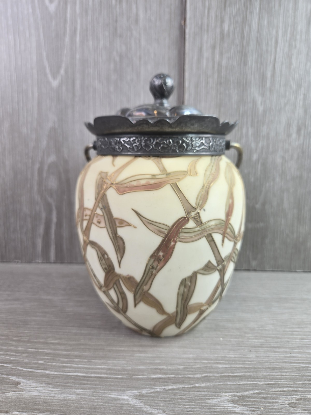 MT. WASHINGTON ALBERTINE / CROWN MILANO DECORATED BISCUIT / CRACKER JAR