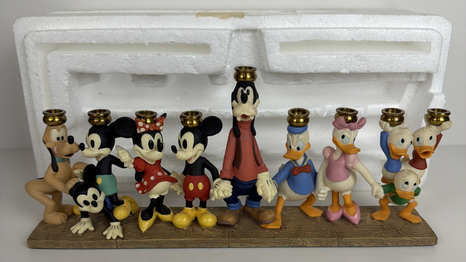 Vintage 1995 Disney Hanukkah Menorah Candle Holder Mickey And Friends Excellent