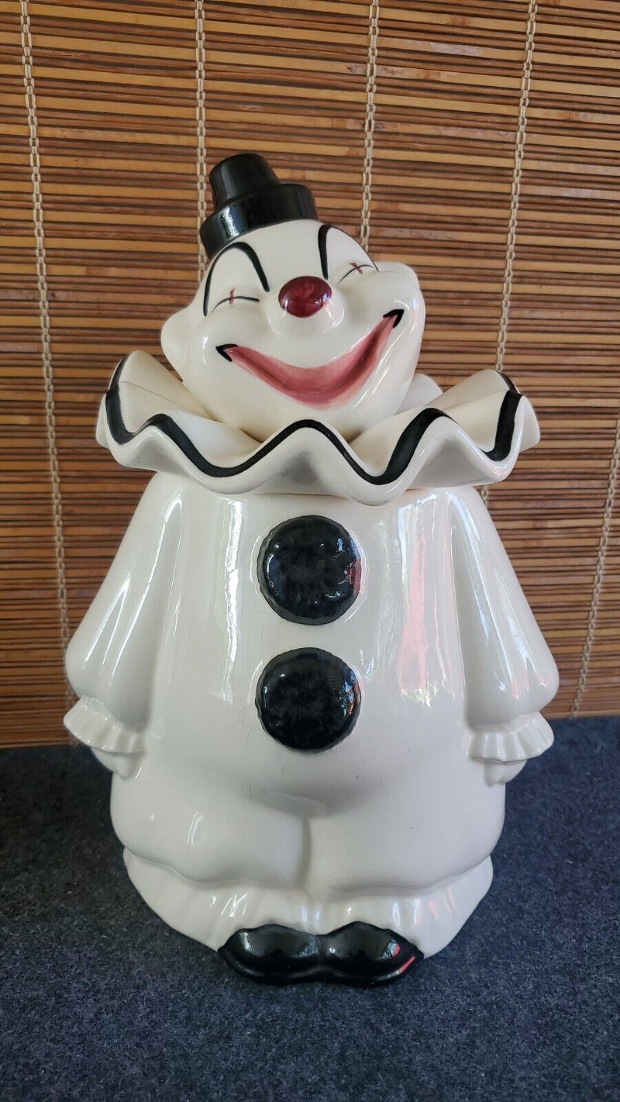 Metlox Poppytrail Clown Black White Mid Century Cookie Jar 