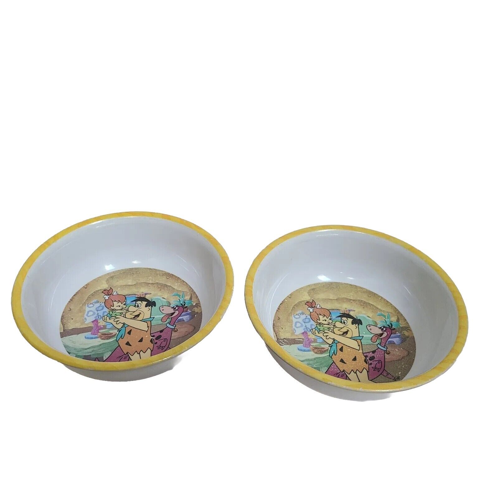 Zak Designs The Flintstones 2 Plastic Cereal Bowls 1993