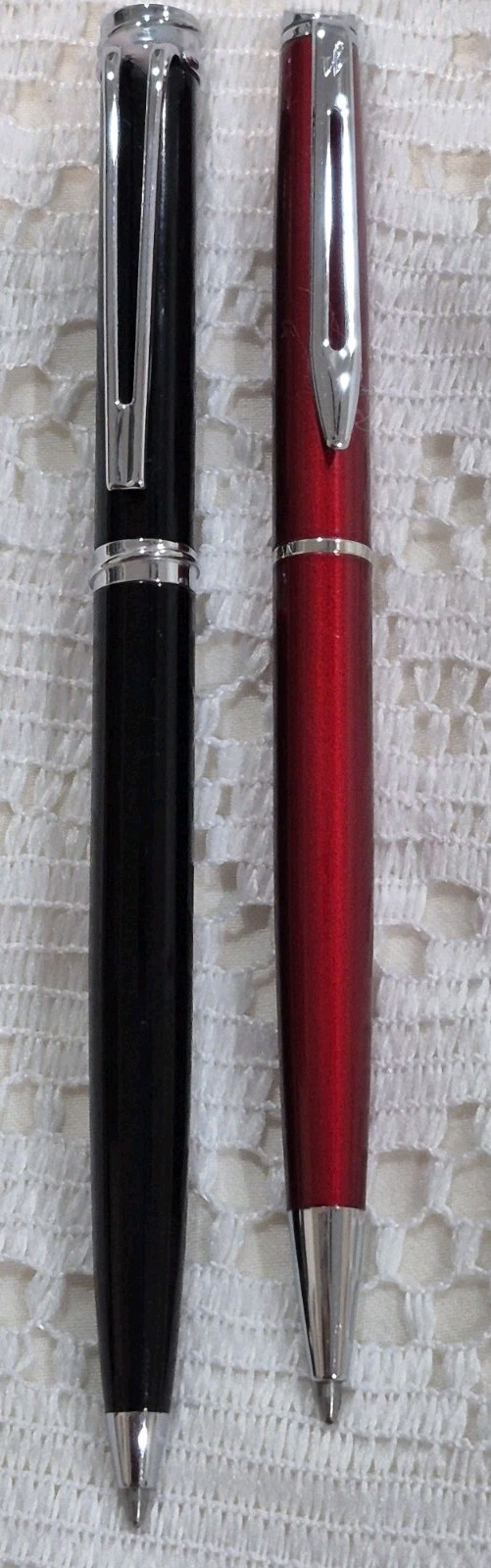 Vintage Waterman Graduate Allure Ballpoint Pen Lot(2)Red &Black France(His&Hers)