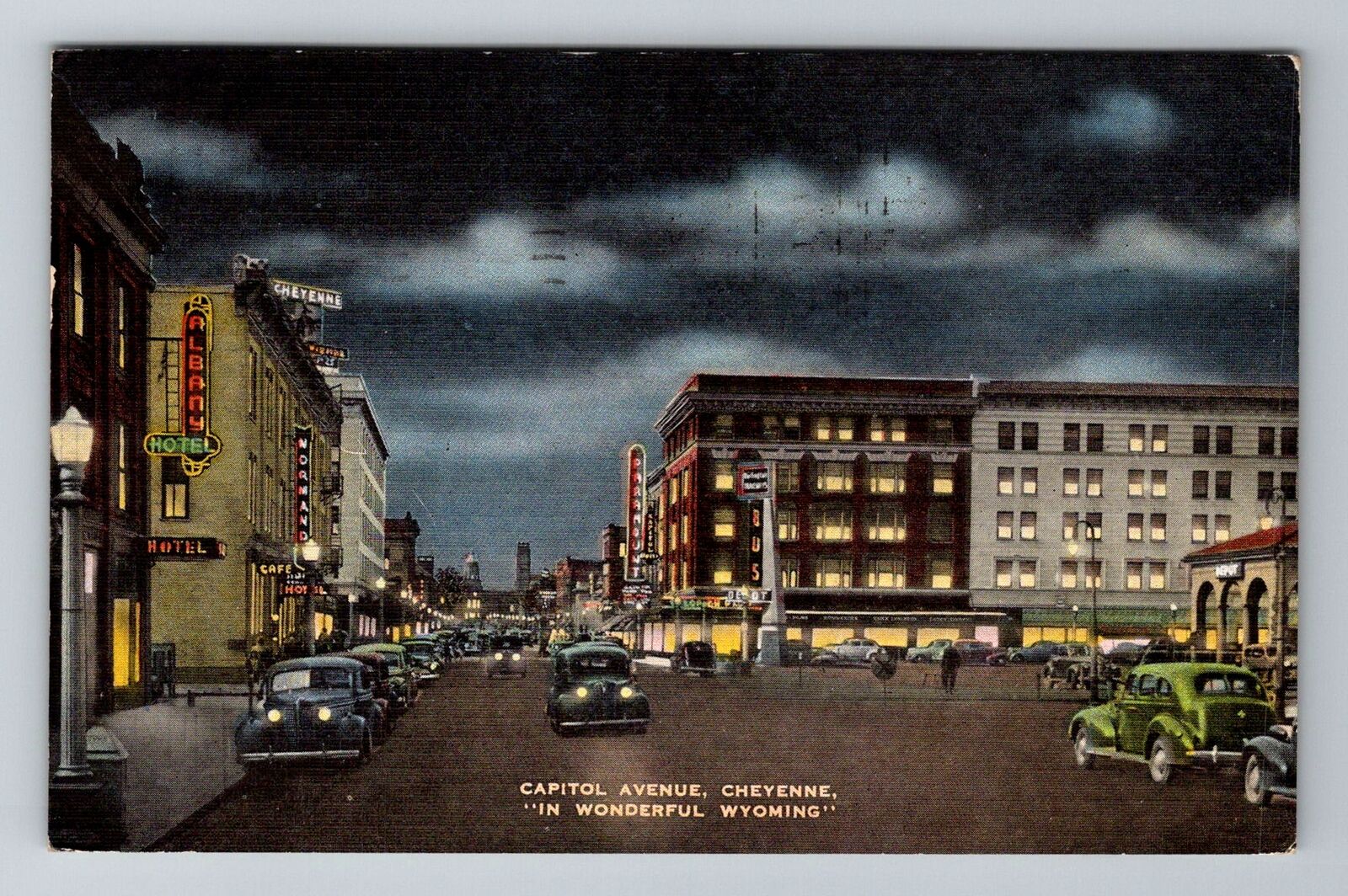 Cheyenne WY-Wyoming, Capitol Avenue, Antique, Vintage c1944 Souvenir Postcard