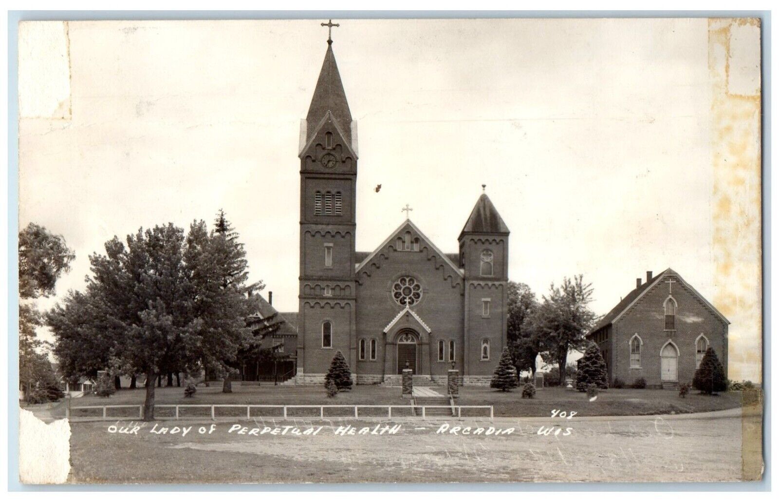 c1940's Our Lady Of Perpetual Health Church Wisconsin WI RPPC Photo Postcard