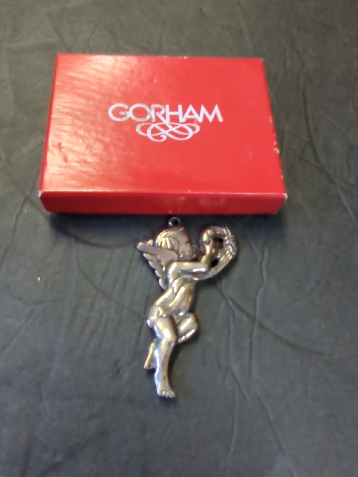 Gorham Cherub Angel Silver Plate Christmas Tree Ornament In Box Gorham Cherub Angel Silver Plate Christmas Tree Ornament In Box