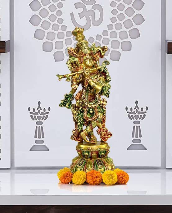 Esplanade Brass Kishan Murti Idol Statue Sculpture Home Decor 18 Inch