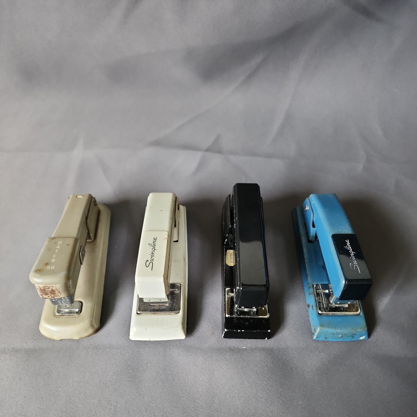 Lot of 4 Vintage Staplers Swingline 711, 737, Bates 88 Made In USA 