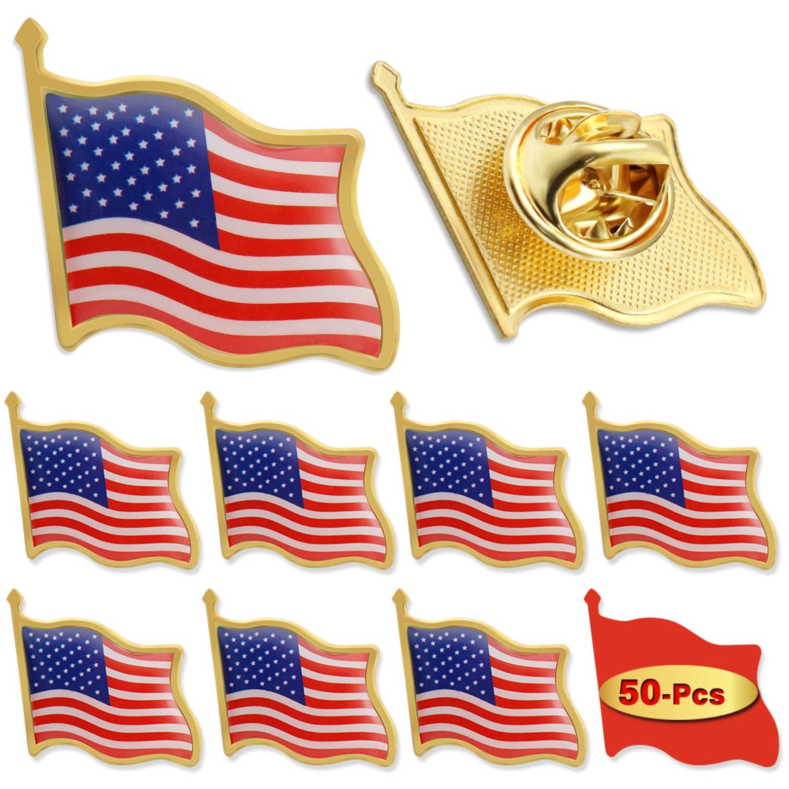 50/100/200/300Pcs American Flag Lapel Pins Bulk Metal
