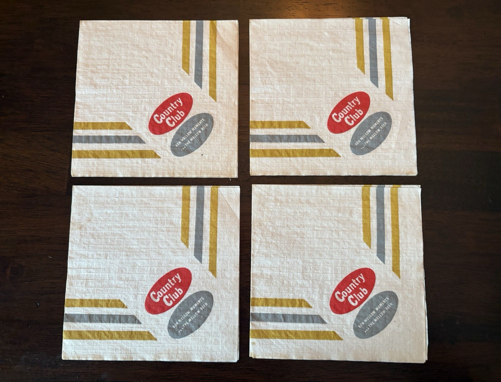 4 Vintage 1950’s GOETZ COUNTRY CLUB Beer NAPKINS Saint Joseph & Kansas City Mo