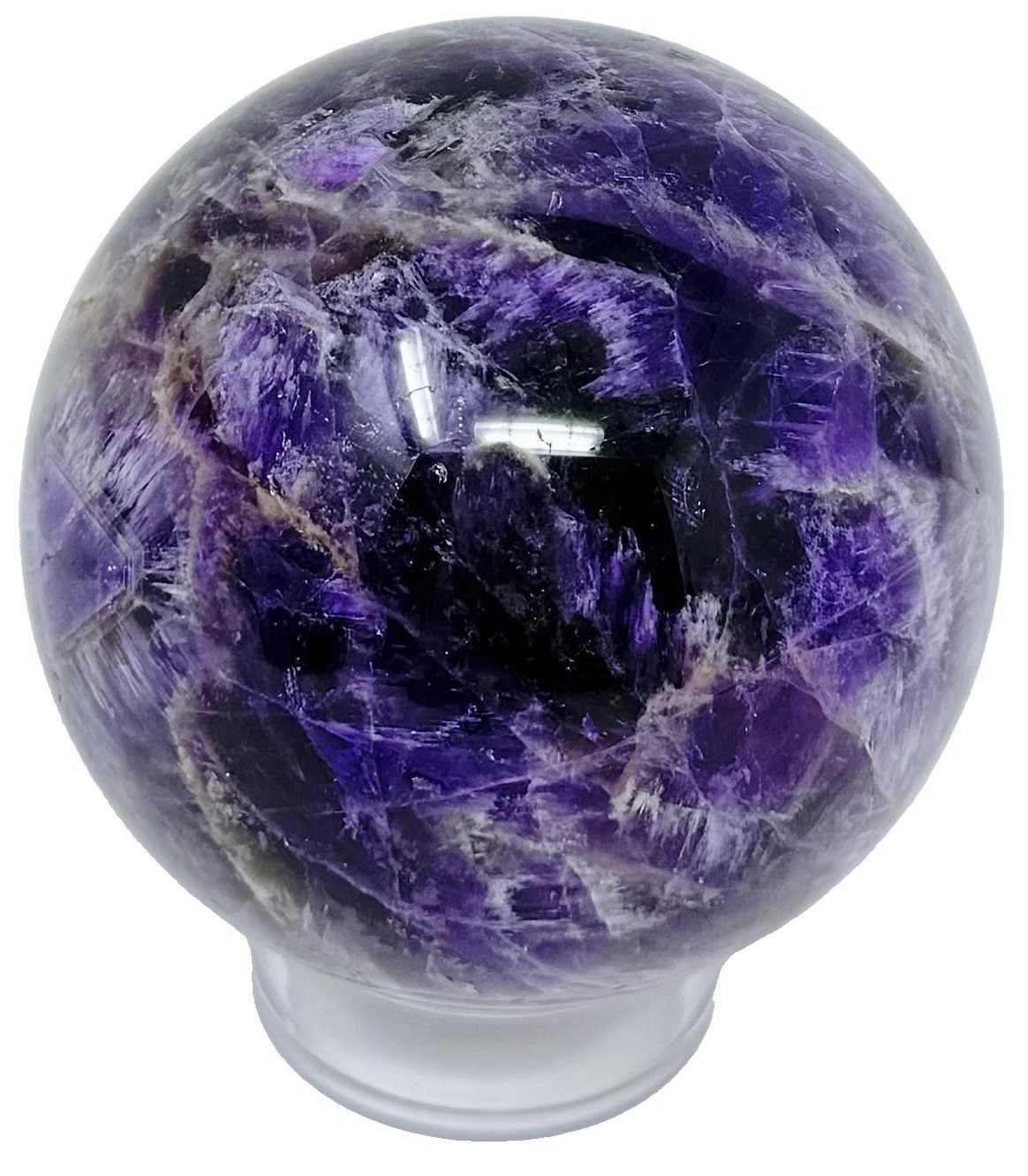 852g Deep Purple  Stunning Dream Amethyst Crystal Sphere With Holder