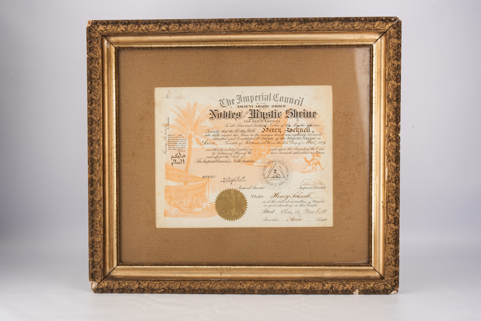 Imperial Council Ancient Arabic Order Noble of Mystic Shrine 1899 Richmond VA