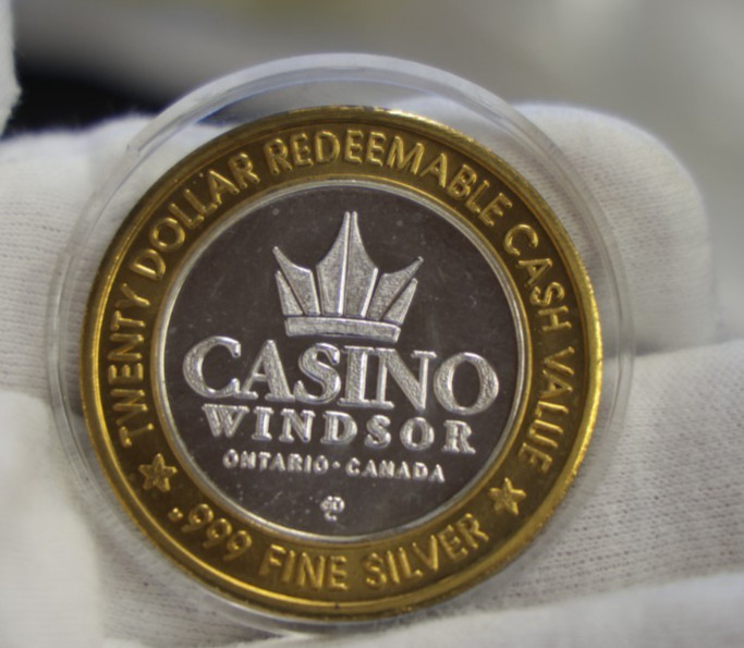 Casino Windsor, Ontario Casino $10 Gaming Token .999  Silver Strike.