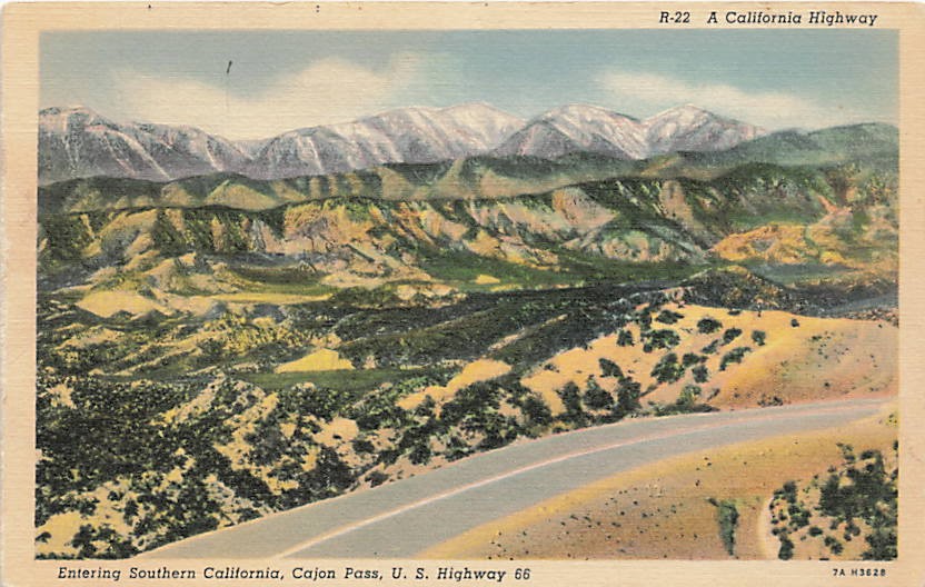 Postcard CA: Cajon Pass, U.S. Highway 66, Entering Southern California Postcard CA: Cajon Pass, U.S. Highway 66, Entering Southern California