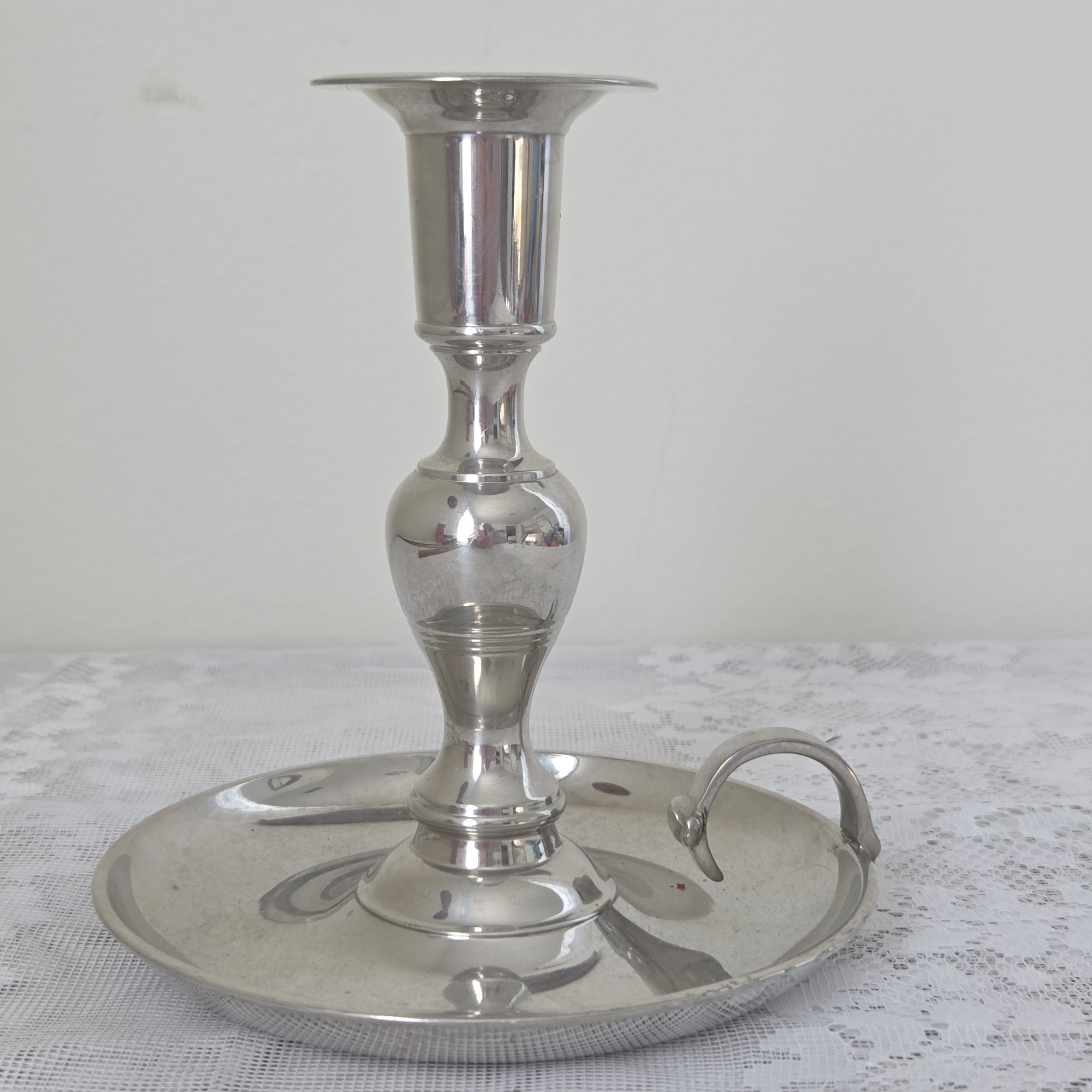 Vintage Etain Pewter Chamber Candlestick Candle Holder 5.5