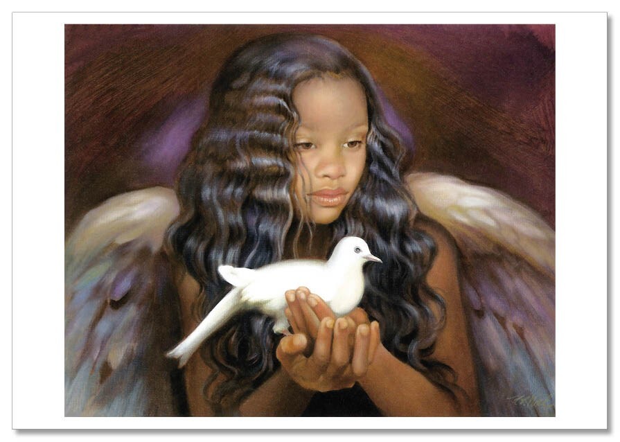 Children Angels wings Pretty LITTLE Girl face KIDS Dove ART NEW modern Postcard Children Angels wings Pretty LITTLE Girl face KIDS Dove ART NEW modern Postcard