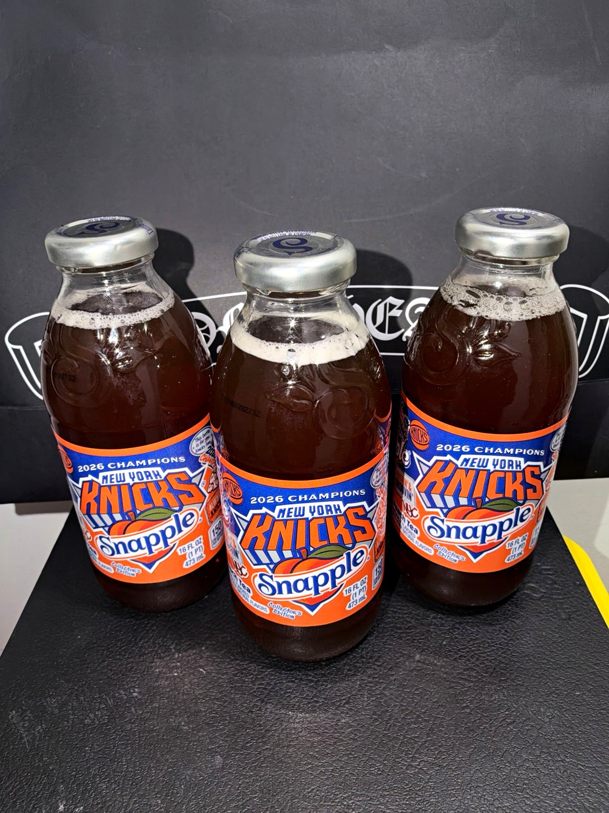 Snapple New York Knicks 2026 Champions 16 fl oz Glass Bottles Lot of 3