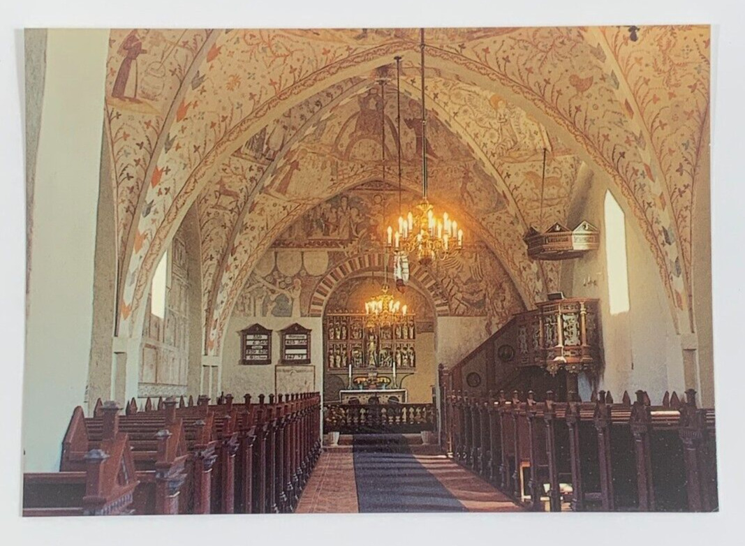 Interior of Keldby Church on Møn Denmark Postcard Keldby Kirke på Møn Unposted