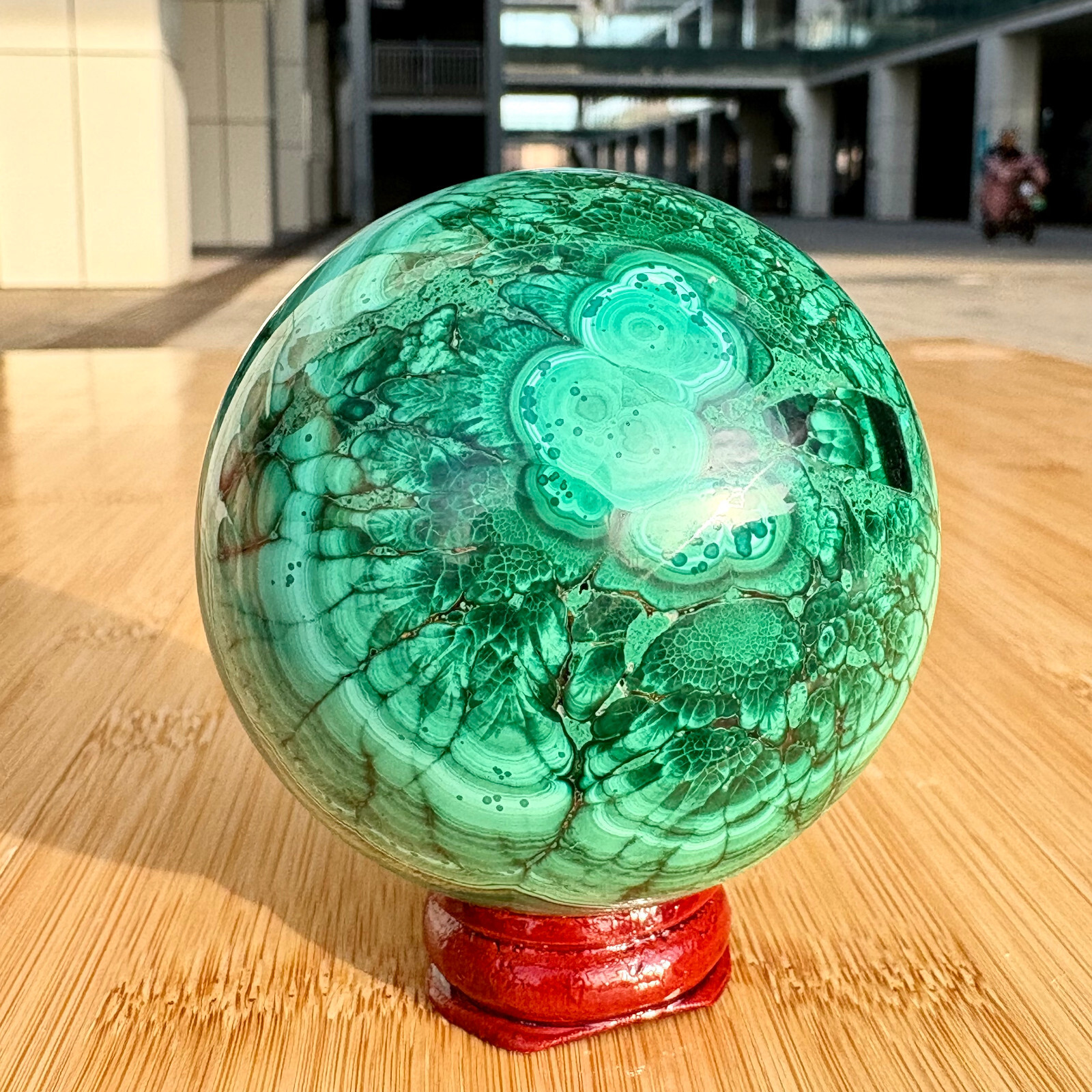 1.16LB Rare Natural Malachite quartz hand Carved sphere Crystal Healing Gem ball