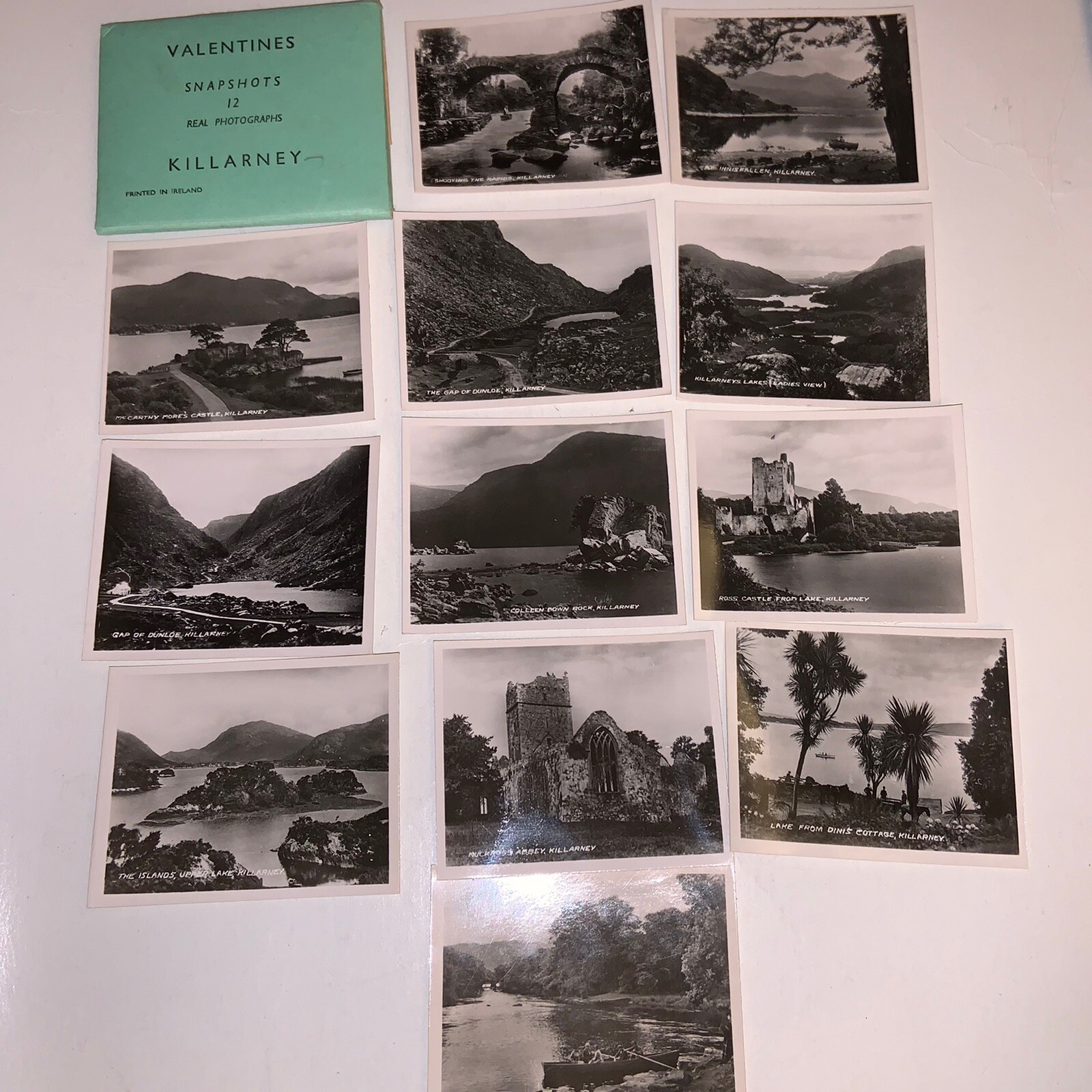 Mint Vintage KILLARNEY Valentines Series Ireland 12 Real Photographs Souvenir