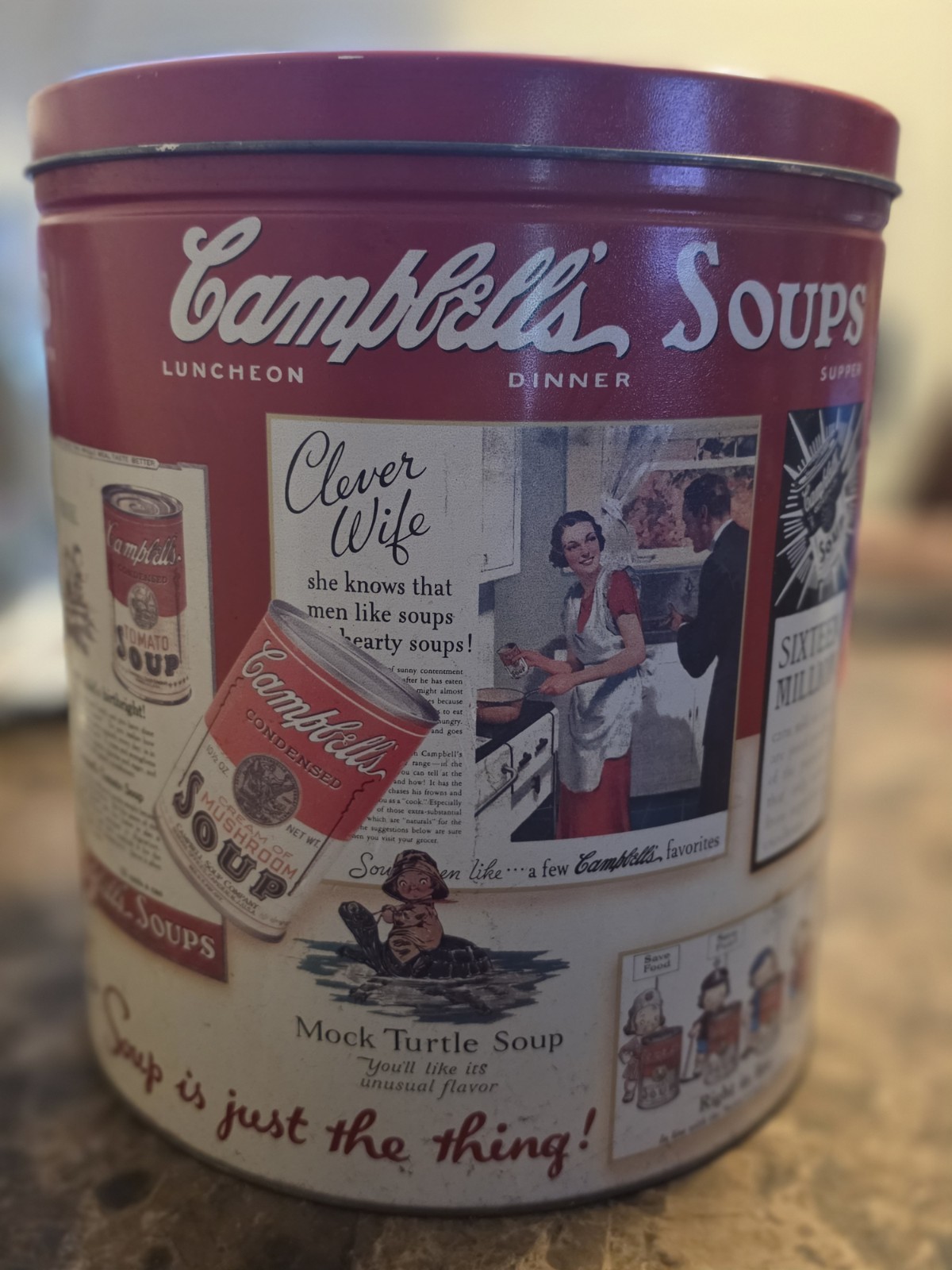Great Collectible 1991 CAMPBELL\'S SOUPS Large Tin Canister  11\