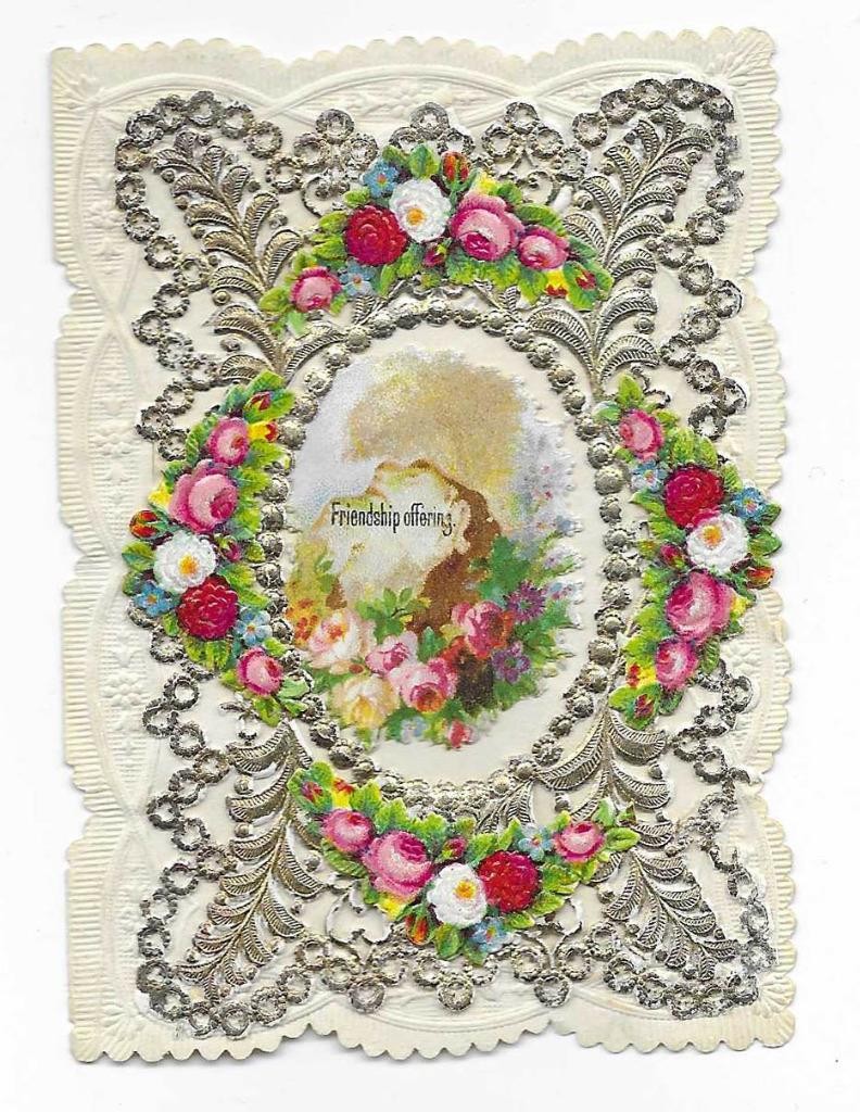 Z30 - VICTORIAN PAPER LACE VALENTINE CARD - FRIENDSHIP'S OFFERING