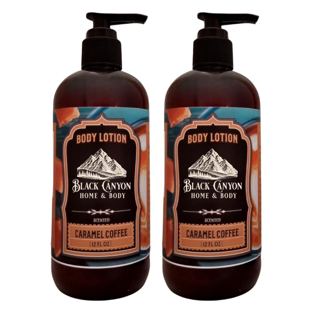 Black Canyon Caramel Coffee Body Lotion 12oz 2-Pack Lanolin Jojoba, Brown