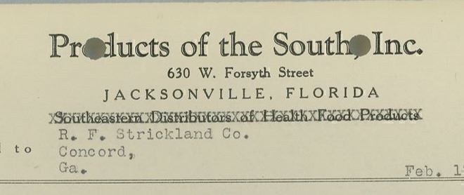 1947 Products of the South Inc Jacksonville FL Invoice Guiberson Oil Heater 341