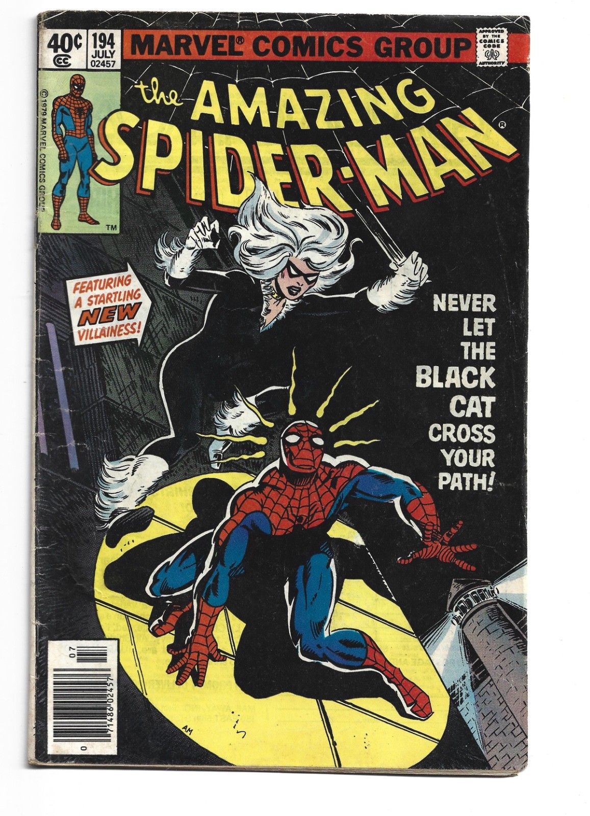 Amazing Spider-man #194, VG- 3.5, 1st Appearance Black Cat