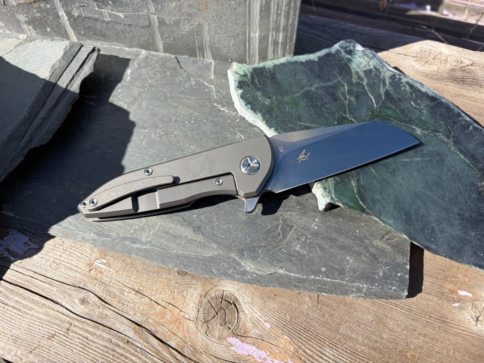 TWOSUN TS85-D2 Titanium frame lock rare New unused, rare, flipper knife