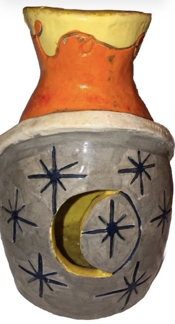 Pottery nice hand-made candle incense burner Vase ? Moon Stars And Sun  Pottery nice hand-made candle incense burner Vase ? Moon Stars And Sun 