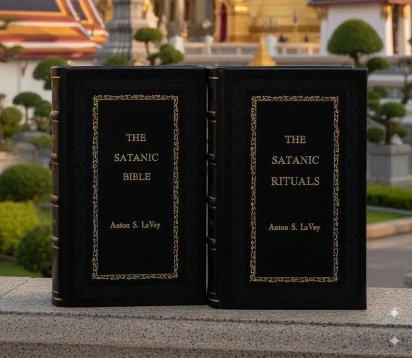 The Satanic Bible and The Satanic Rituals  Anton S.Lavey Leather Bound