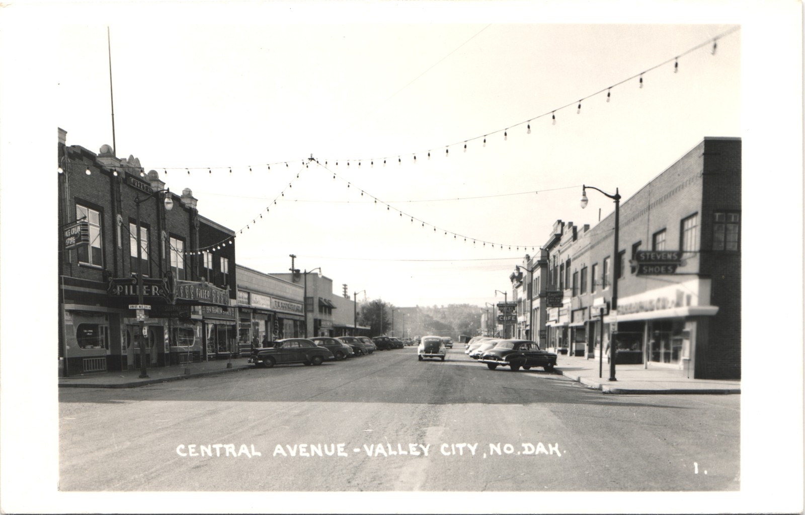 CENTRAL AVENUE valley city nd 1940s postcard north dakota real photo rppc street