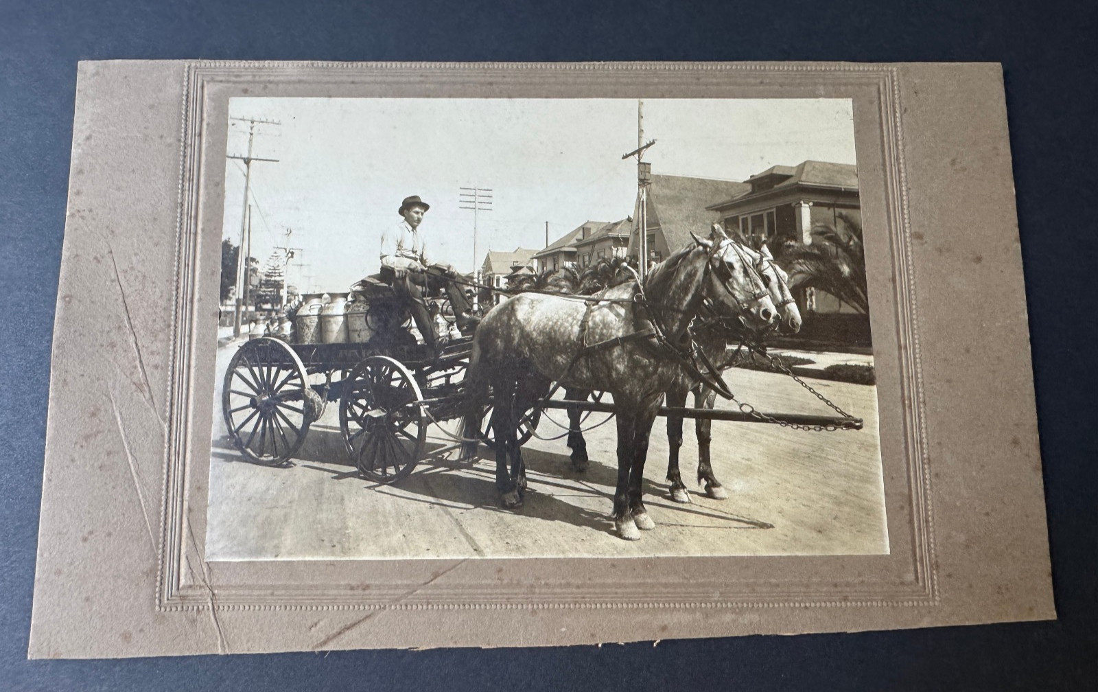 c1910's Cabinet Photo Golden State Milk Delivery Wagon Oakland CA Manuel Garcia