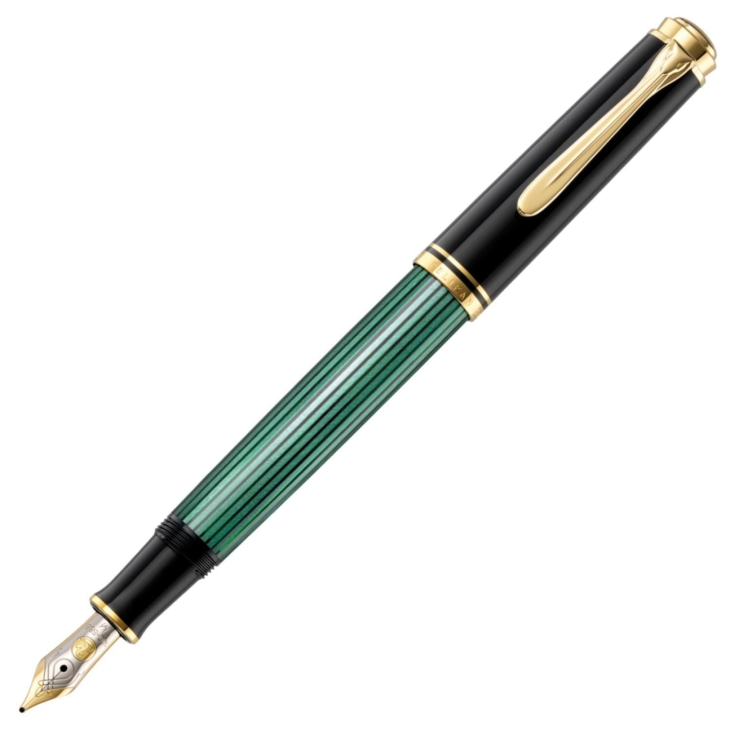 Pelikan M400Greenstripe-F M400 Fountain Pen F Fine Point Green Stripe Souverane