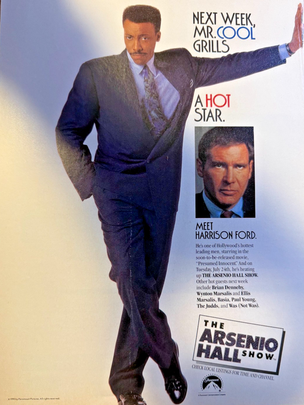 Vintage Magazine Advertisement 1990 The Arsenio Hall Show