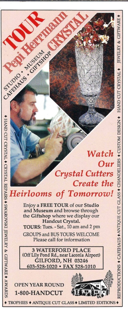 Travel Rack Card, Pepi Hermann Studio Museum, Cafehaus Gilford, NH Crystal