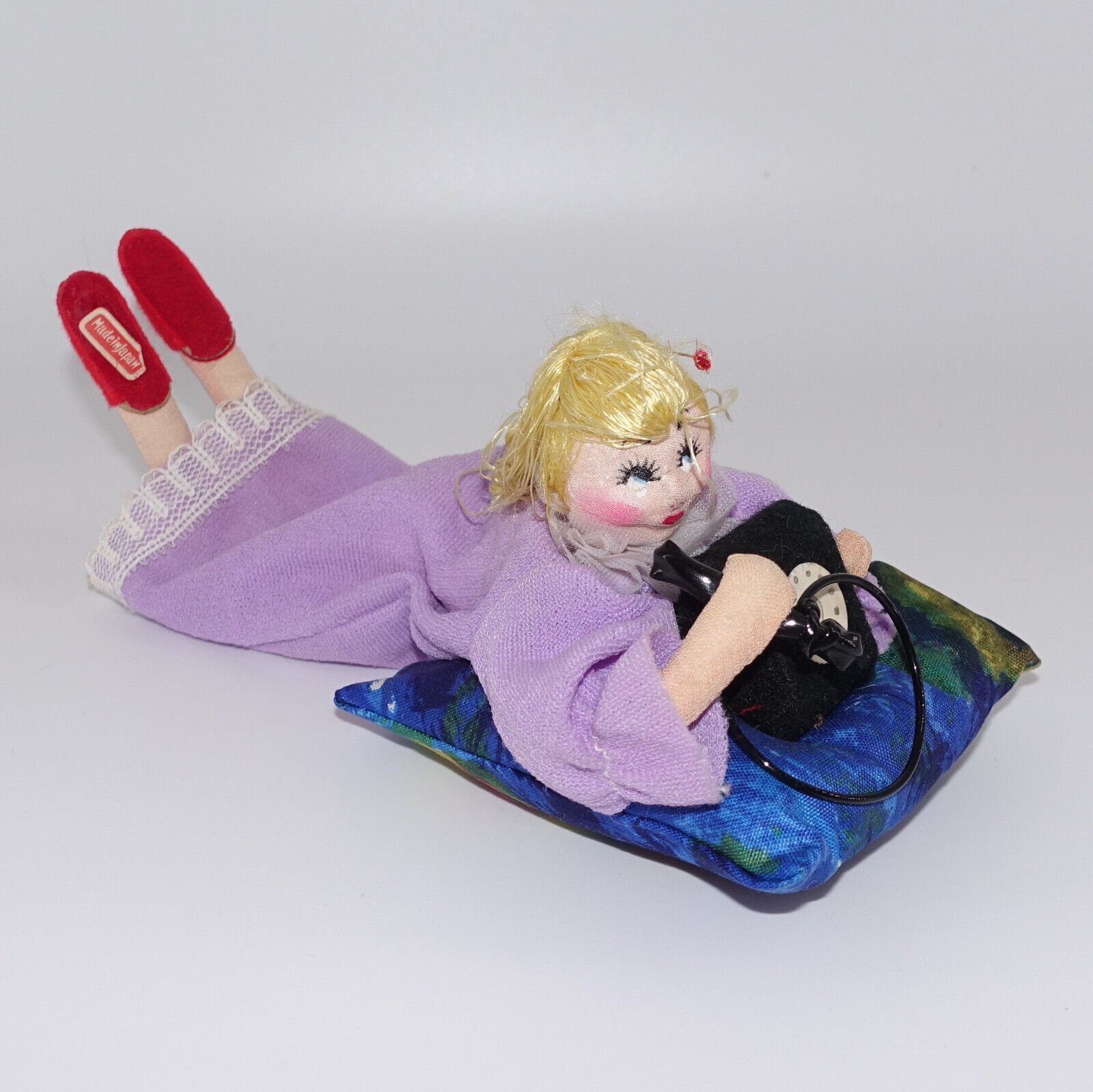 Vintage Teenage Girl on Phone Doll Figurine Japan Klumpe Roldan Style