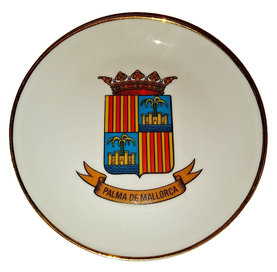 Vtg Iberia Spanish Airlines 1st Class Porcelain Butter Pat Plate Crest MALLORCA