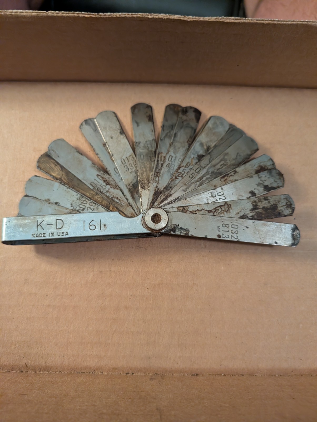 VINTAGE K-D TOOLS No.161 LANCASTER PA MADE IN USA CAR FEELER THICKNESS GAUGE VINTAGE K-D TOOLS No.161 LANCASTER PA MADE IN USA CAR FEELER THICKNESS GAUGE