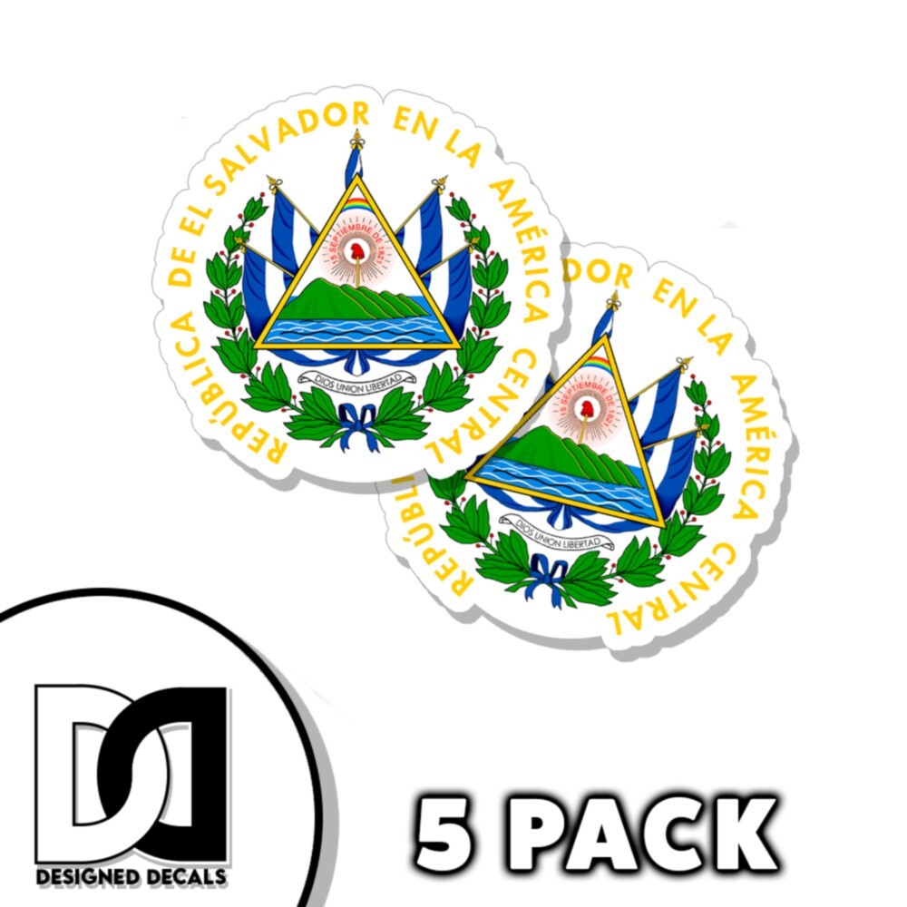 El Salvador Crest Sticker Self Adhesive 3 inch el salvadorian flag Decals 5pk