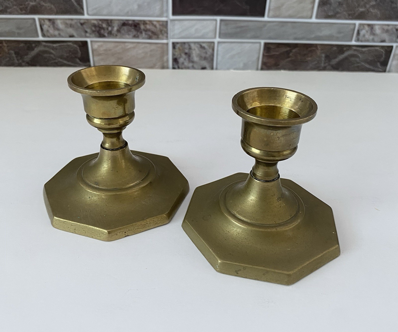 Vintage Brass Candlestick Holders Pair 3