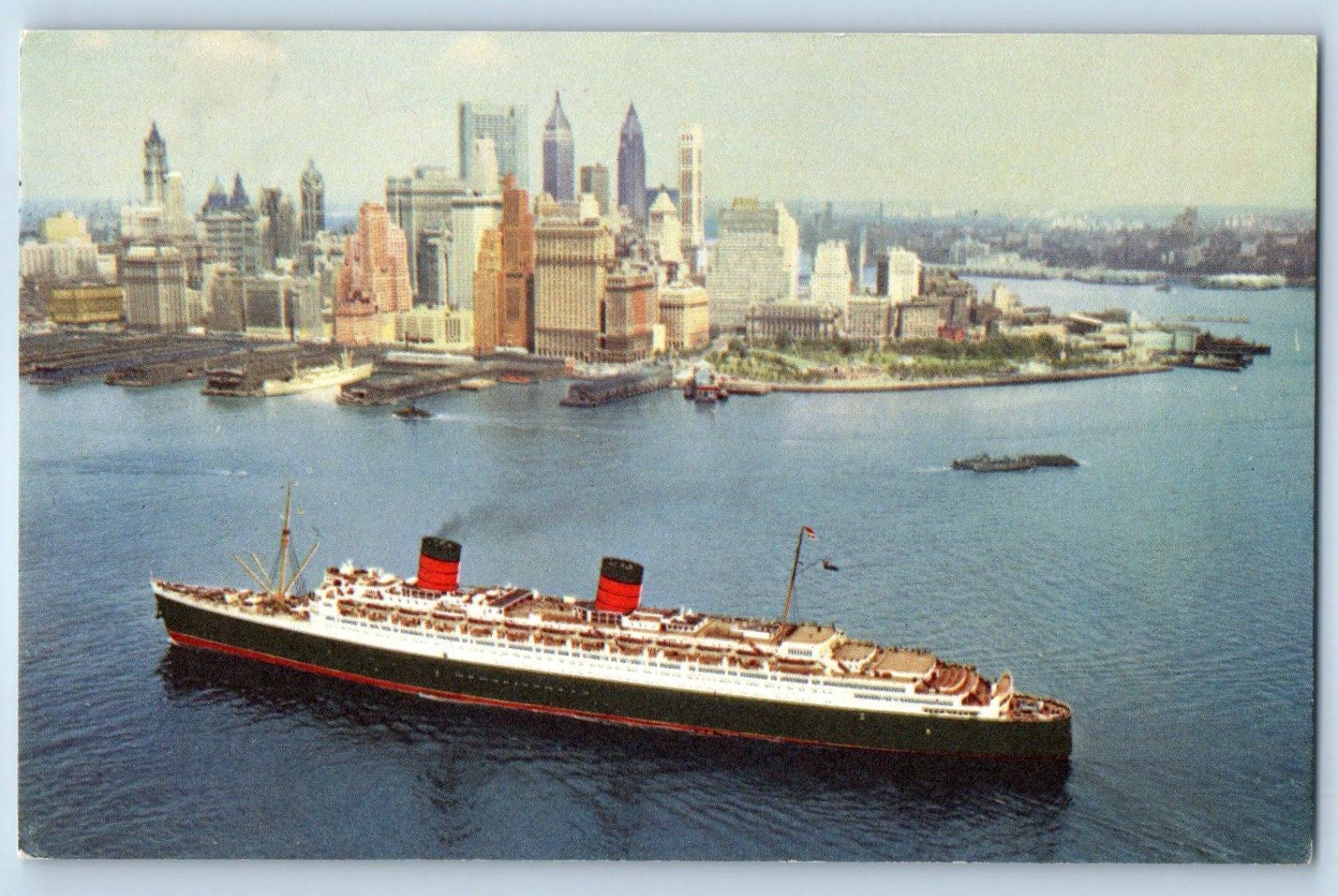1966 South Hampton Postcard Cunard RMS Queen Elizabeth Steamer Ship Aerial View