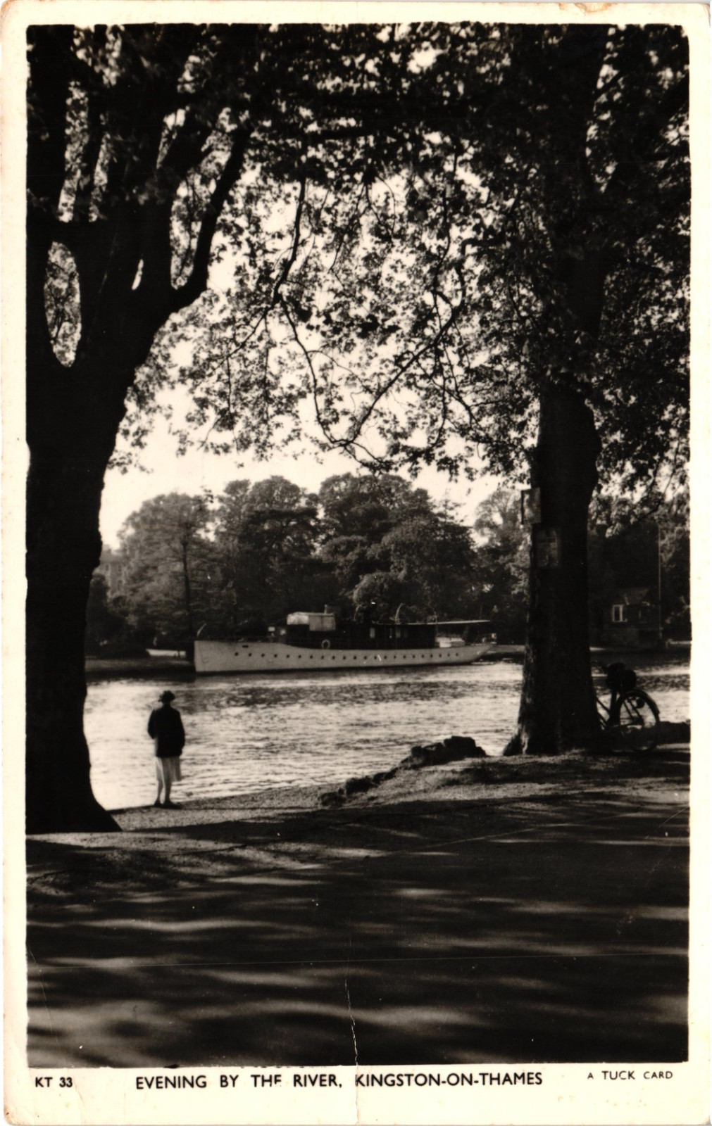 ENGLAND London Kingston-on-Thames River 1957 Real Photo Tuck\'s Postcard