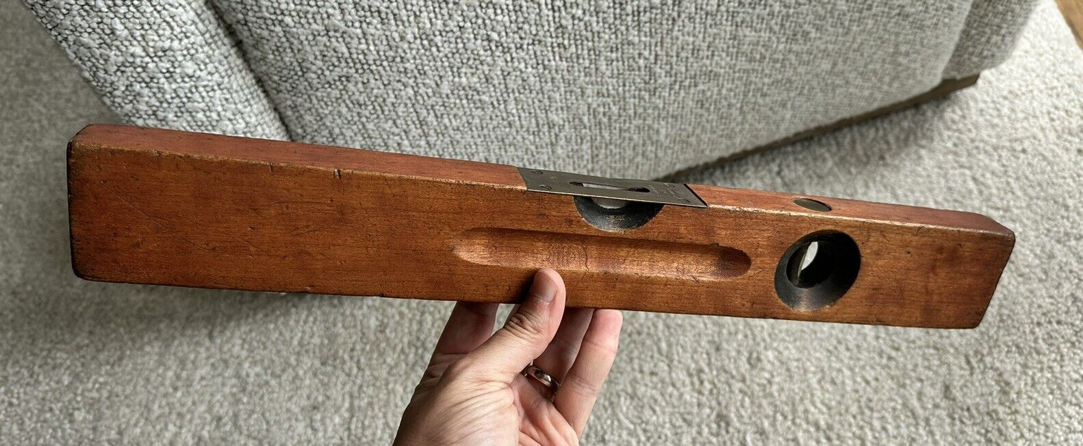 Vintage Stanley Tool 12 Inch Level No. 104 -  Genuine Cherry Wood