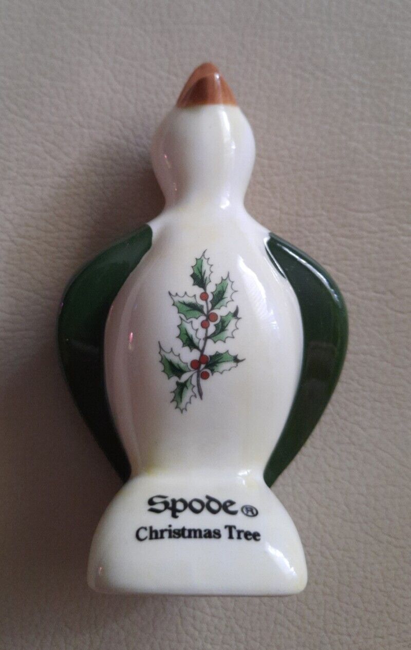 Spode Christmas Tree Pie Bird Vent Porcelain Hand Painted Figurine Rare