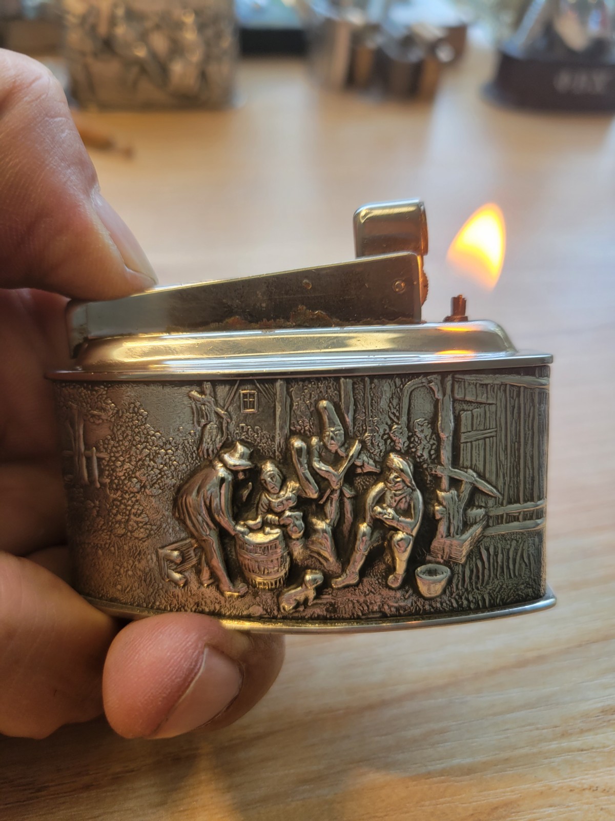 Vintage KW Semi-Automatic Petrol Table Lighter Karl Widen Germany 1950s (working