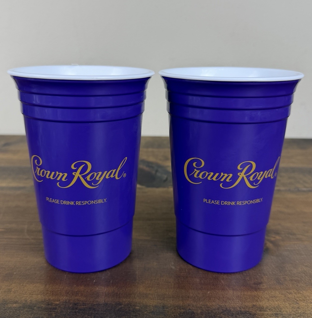 2pk Purple Crown Royal Hard Plastic Reusable Double Walled Solo Style Cups