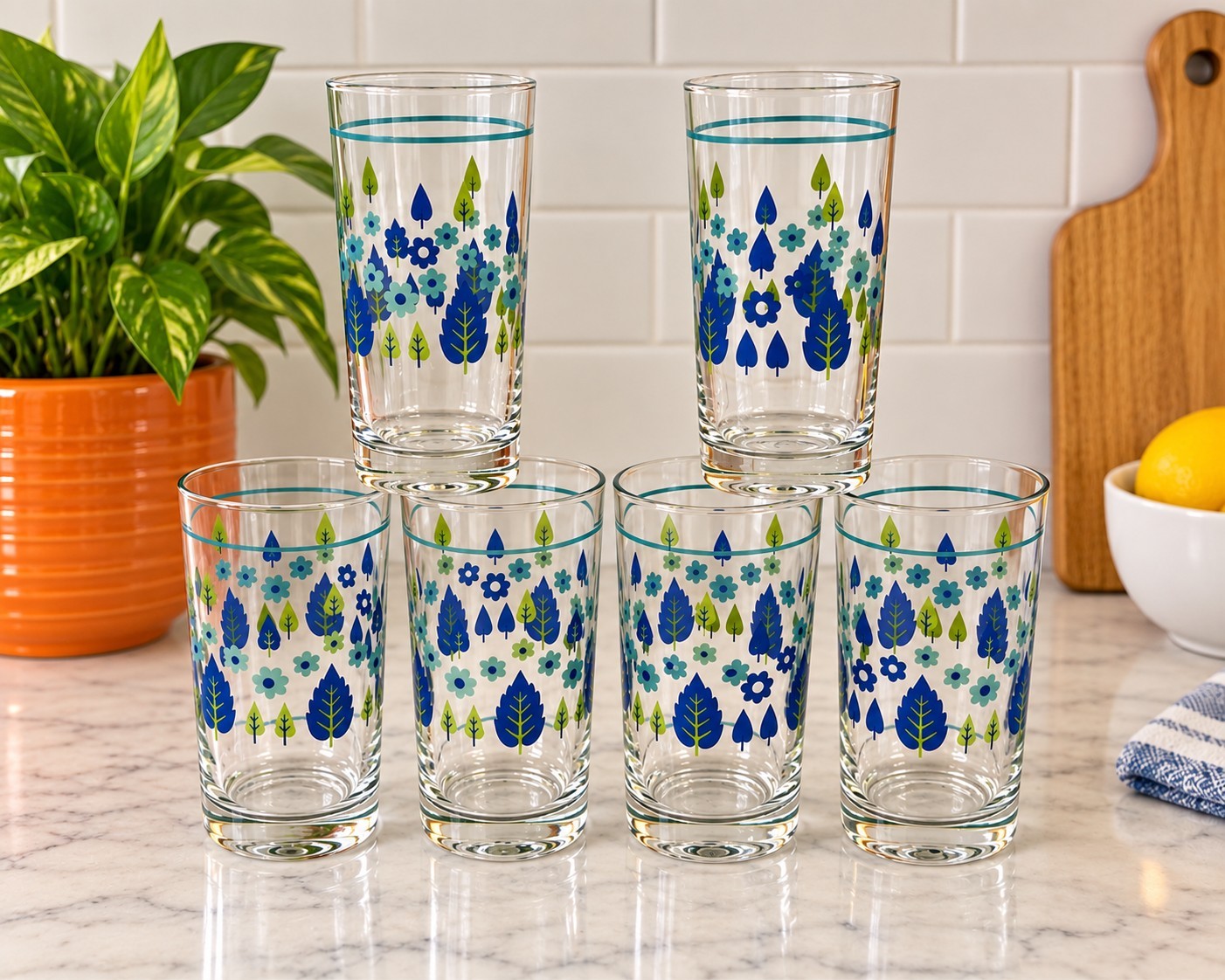 6 Vintage Marcrest Swiss Chalet Alpine Drinking Glasses 6\