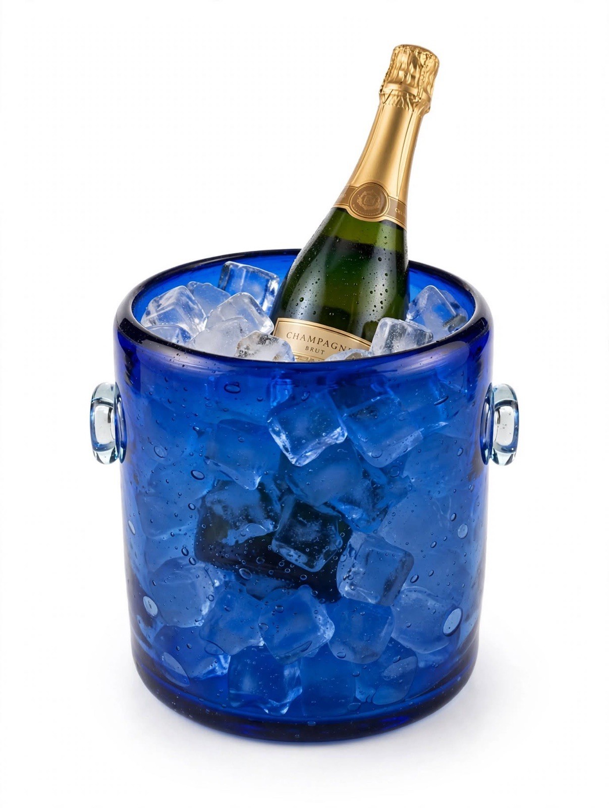Cobalt Blue Bubble Glass Ice Bucket - Champagne Chiller